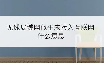 无线局域网似乎未接入互联网什么意思