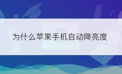 为什么苹果手机自动降亮度