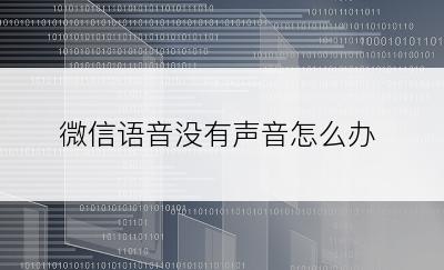 微信语音没有声音怎么办