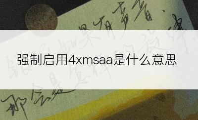 强制启用4xmsaa是什么意思