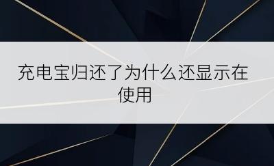 充电宝归还了为什么还显示在使用