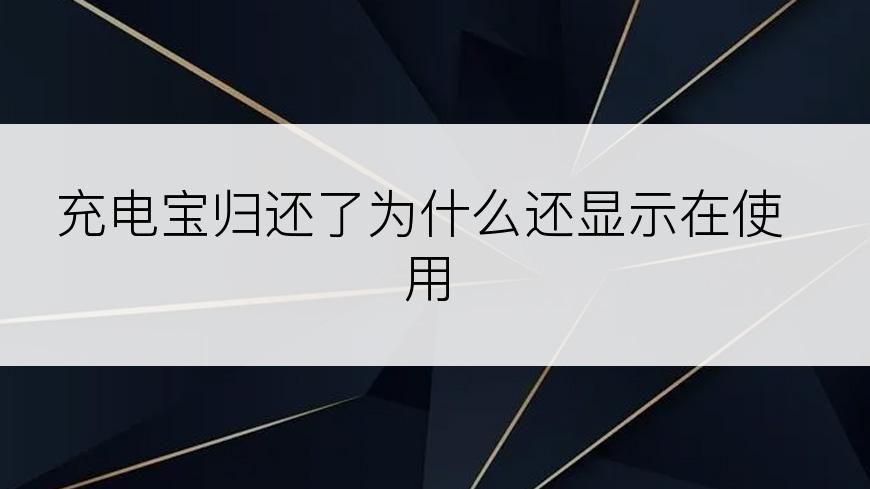 充电宝归还了为什么还显示在使用