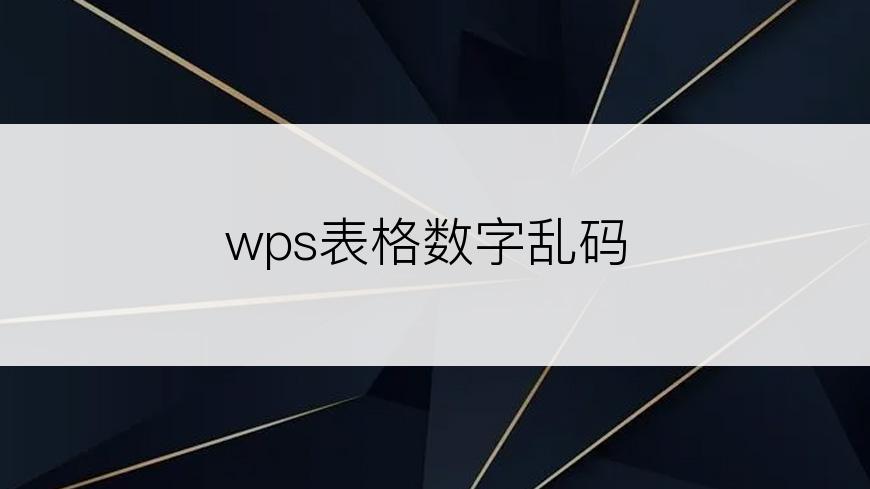 wps表格数字乱码