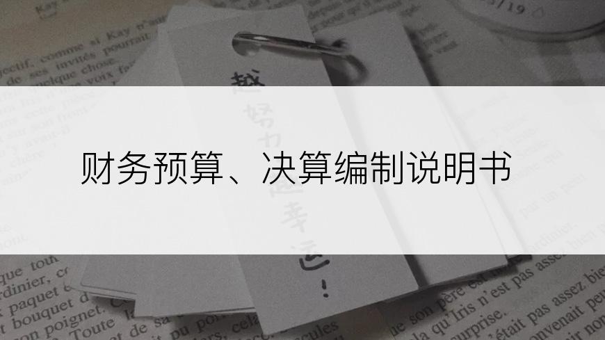 财务预算、决算编制说明书