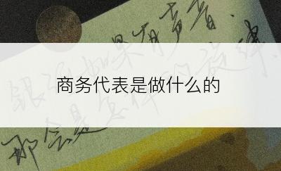 商务代表是做什么的