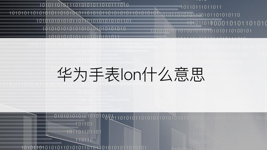 华为手表lon什么意思