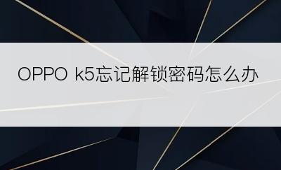 OPPO k5忘记解锁密码怎么办