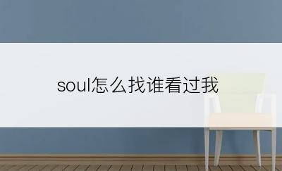 soul怎么找谁看过我