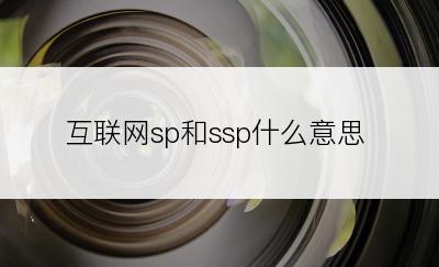 互联网sp和ssp什么意思