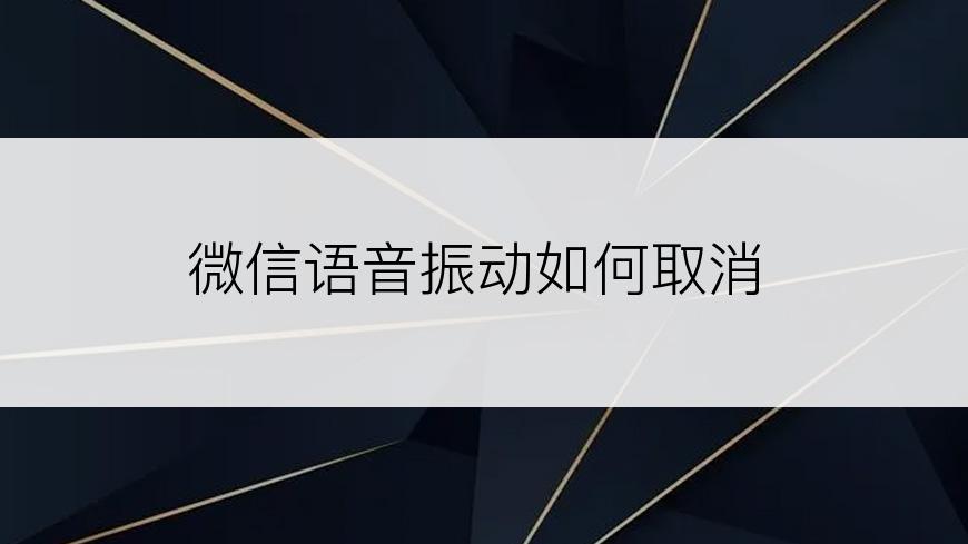 微信语音振动如何取消