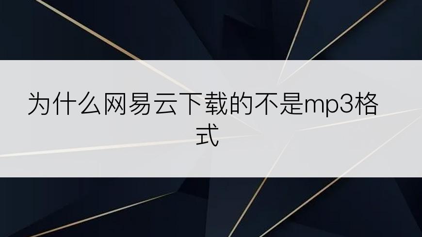 为什么网易云下载的不是mp3格式