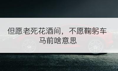 但愿老死花酒间，不愿鞠躬车马前啥意思