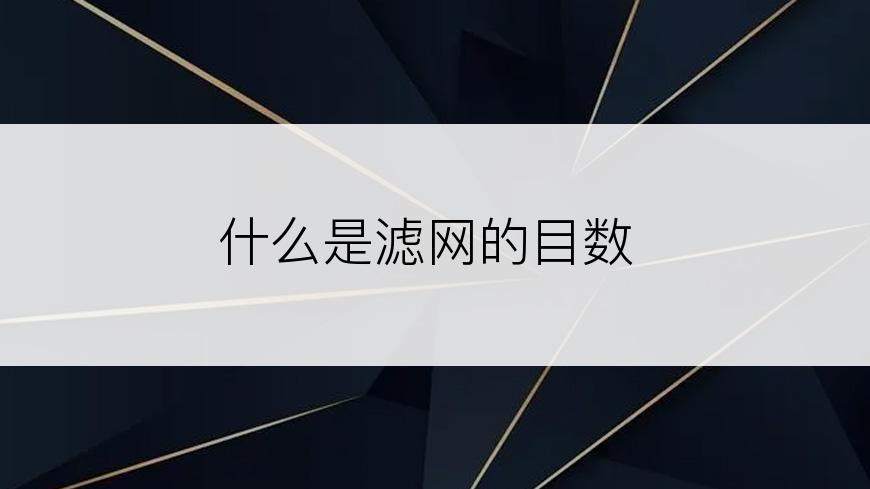 什么是滤网的目数