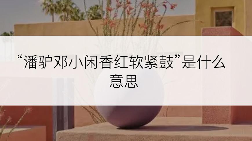 “潘驴邓小闲香红软紧鼓”是什么意思