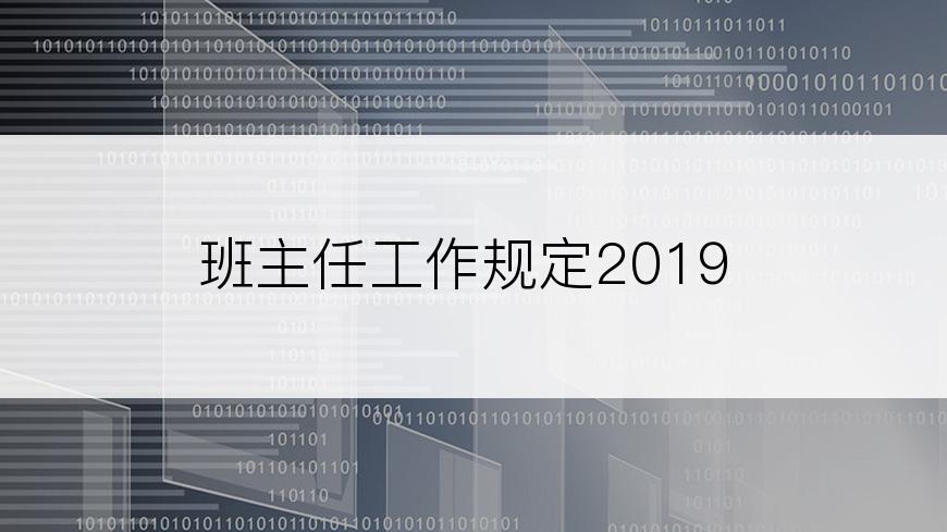 班主任工作规定2019