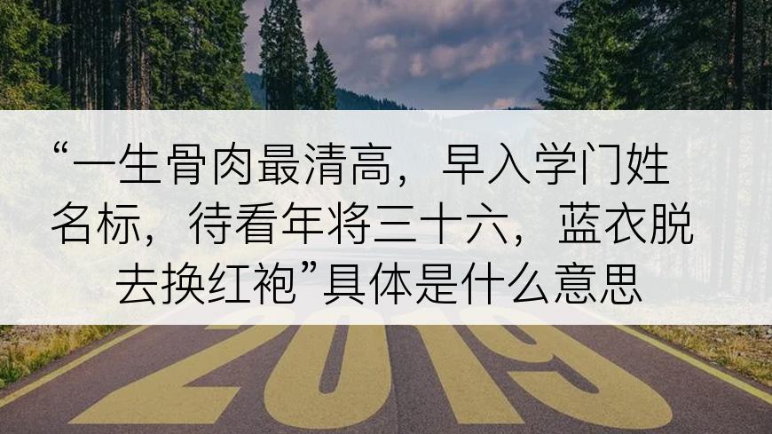 “一生骨肉最清高，早入学门姓名标，待看年将三十六，蓝衣脱去换红袍”具体是什么意思