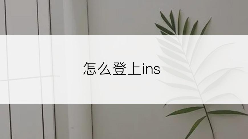 怎么登上ins