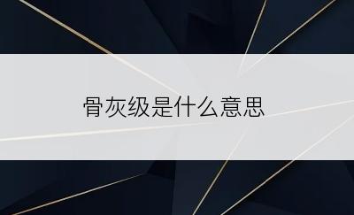 骨灰级是什么意思