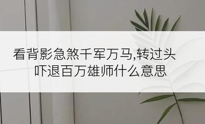 看背影急煞千军万马,转过头吓退百万雄师什么意思