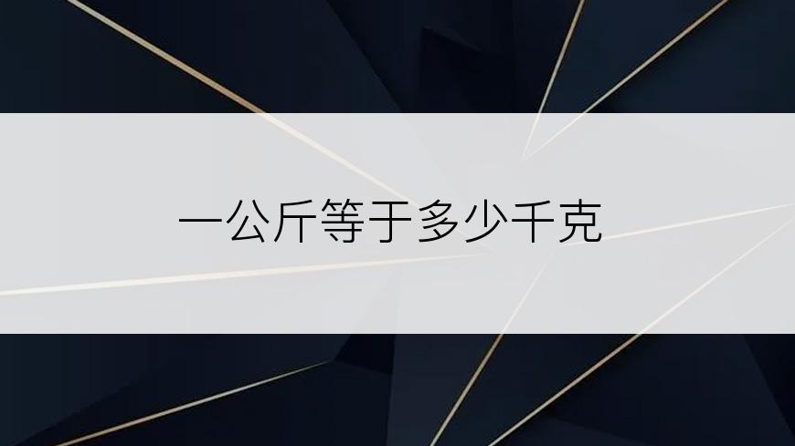 一公斤等于多少千克