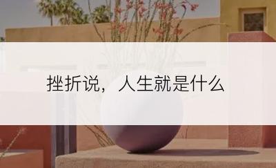 挫折说，人生就是什么