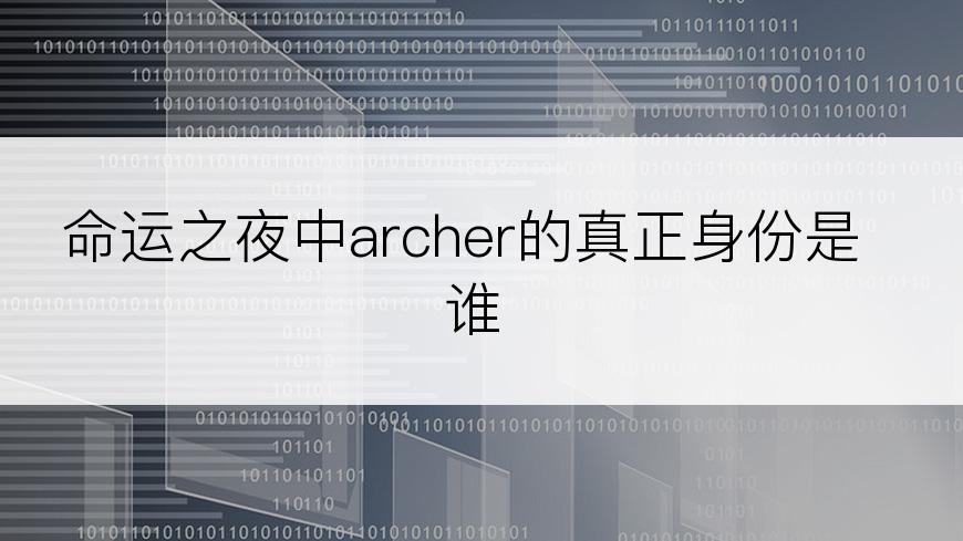 命运之夜中archer的真正身份是谁