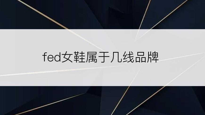 fed女鞋属于几线品牌