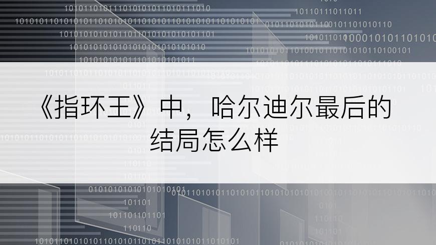 《指环王》中，哈尔迪尔最后的结局怎么样