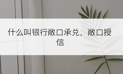 什么叫银行敞口承兑，敞口授信