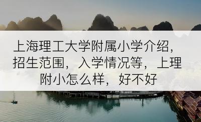 上海理工大学附属小学介绍，招生范围，入学情况等，上理附小怎么样，好不好