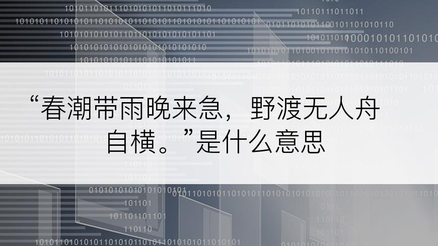 “春潮带雨晚来急，野渡无人舟自横。”是什么意思