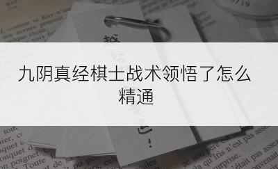 九阴真经棋士战术领悟了怎么精通