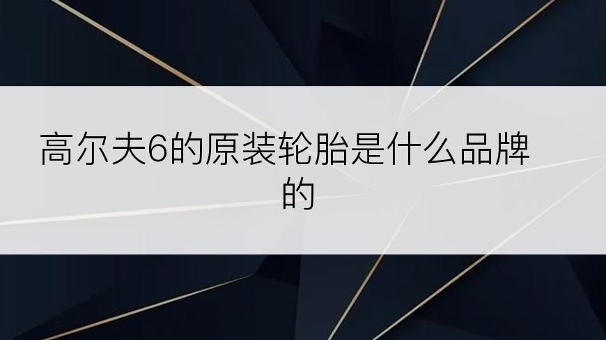 高尔夫6的原装轮胎是什么品牌的