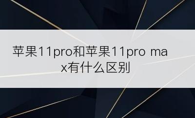 苹果11pro和苹果11pro max有什么区别