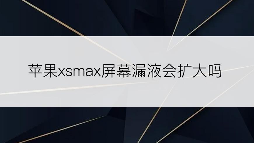 苹果xsmax屏幕漏液会扩大吗