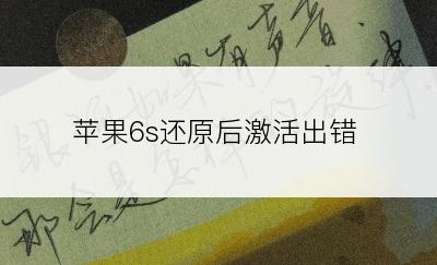 苹果6s还原后激活出错