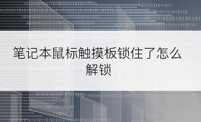 笔记本鼠标触摸板锁住了怎么解锁