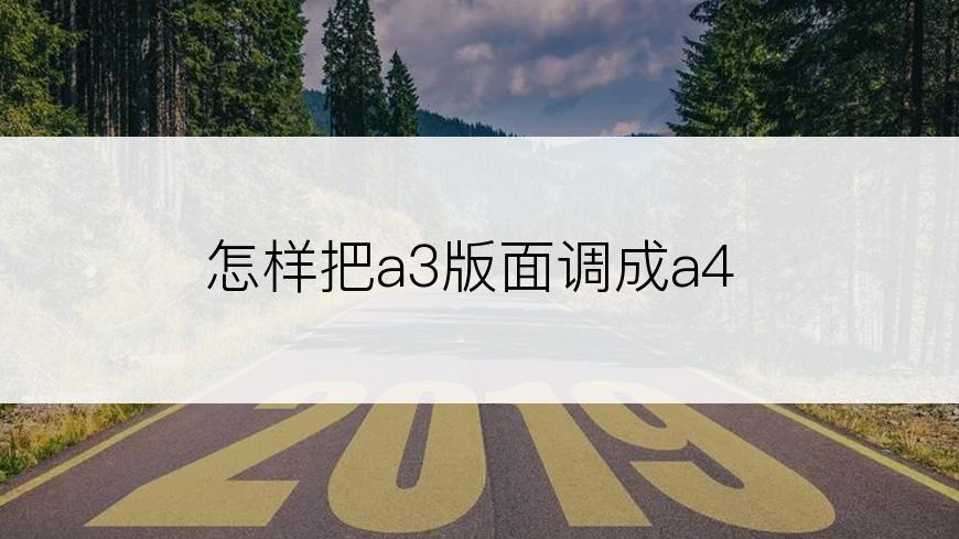 怎样把a3版面调成a4