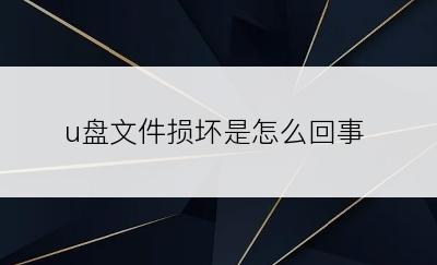 u盘文件损坏是怎么回事