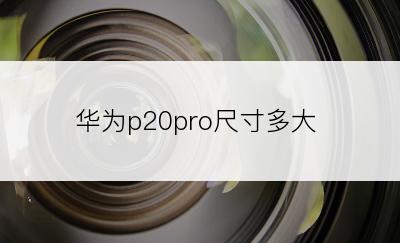 华为p20pro尺寸多大