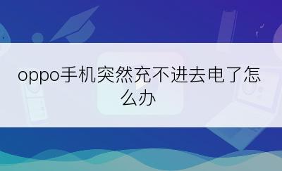 oppo手机突然充不进去电了怎么办