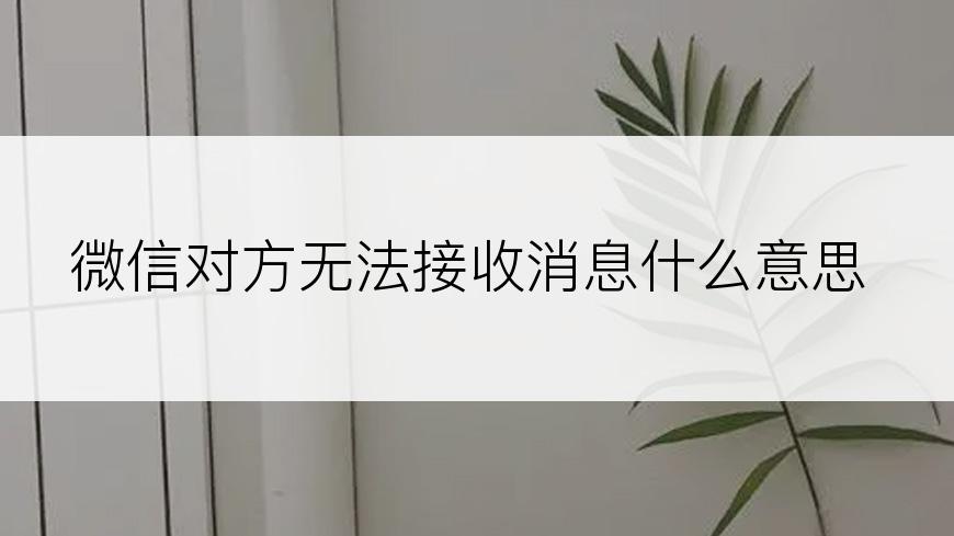 微信对方无法接收消息什么意思