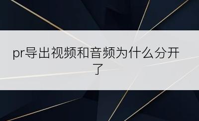 pr导出视频和音频为什么分开了