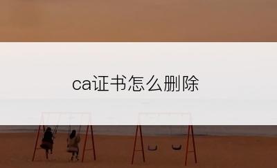 ca证书怎么删除