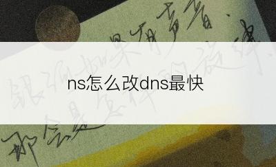 ns怎么改dns最快