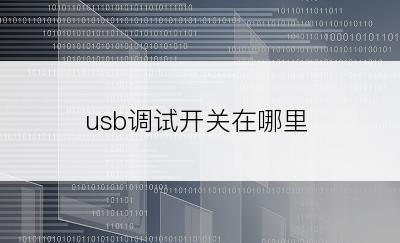 usb调试开关在哪里