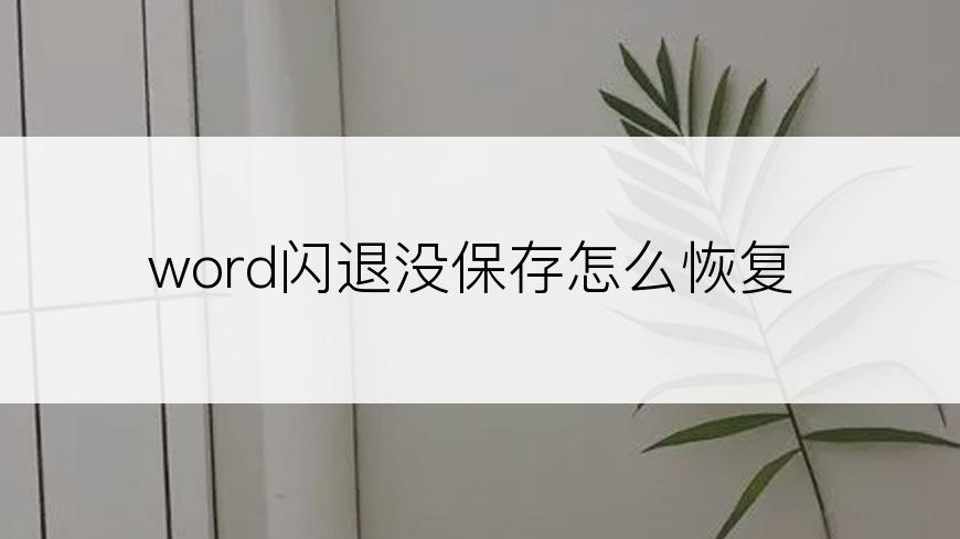 word闪退没保存怎么恢复