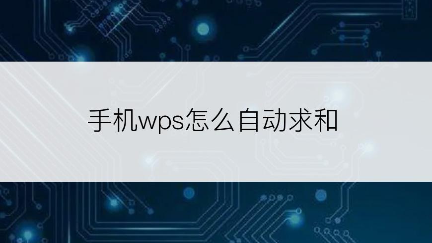 手机wps怎么自动求和