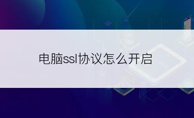 电脑ssl协议怎么开启