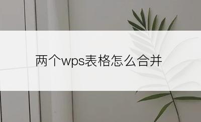 两个wps表格怎么合并